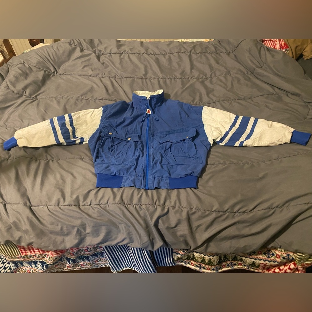 Blue and Gray Bomber Jacket